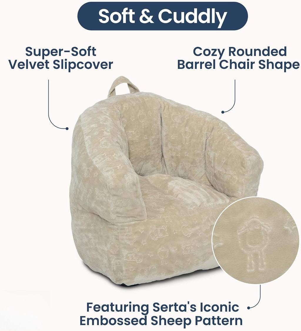 Cream Plush Toddler Barrel Foam Chair
