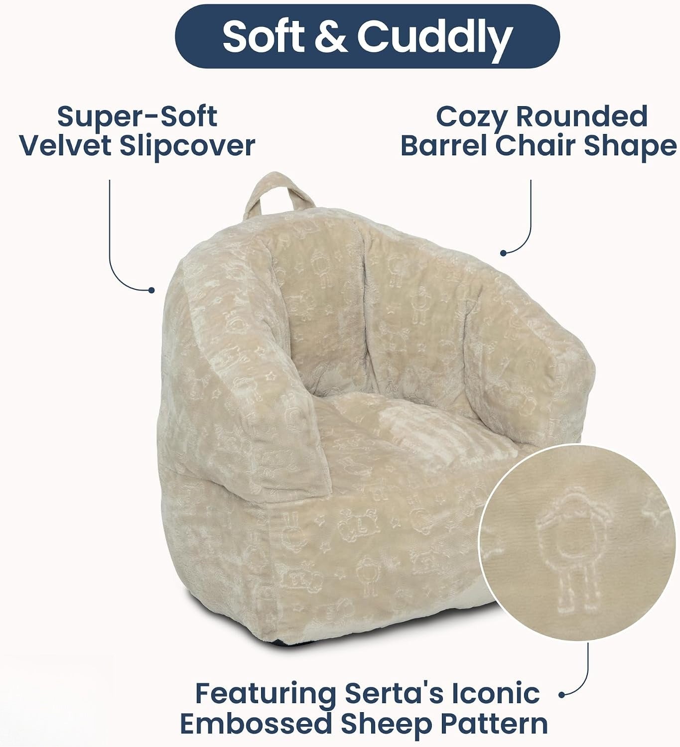 Cream Plush Toddler Barrel Foam Chair