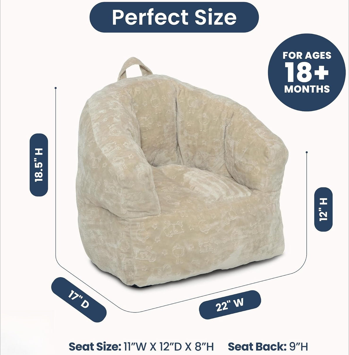 Cream Plush Toddler Barrel Foam Chair