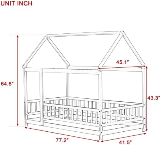 White Twin Wooden House Floor Bed