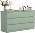 Green 6-Drawer Wide Storage Dresser
