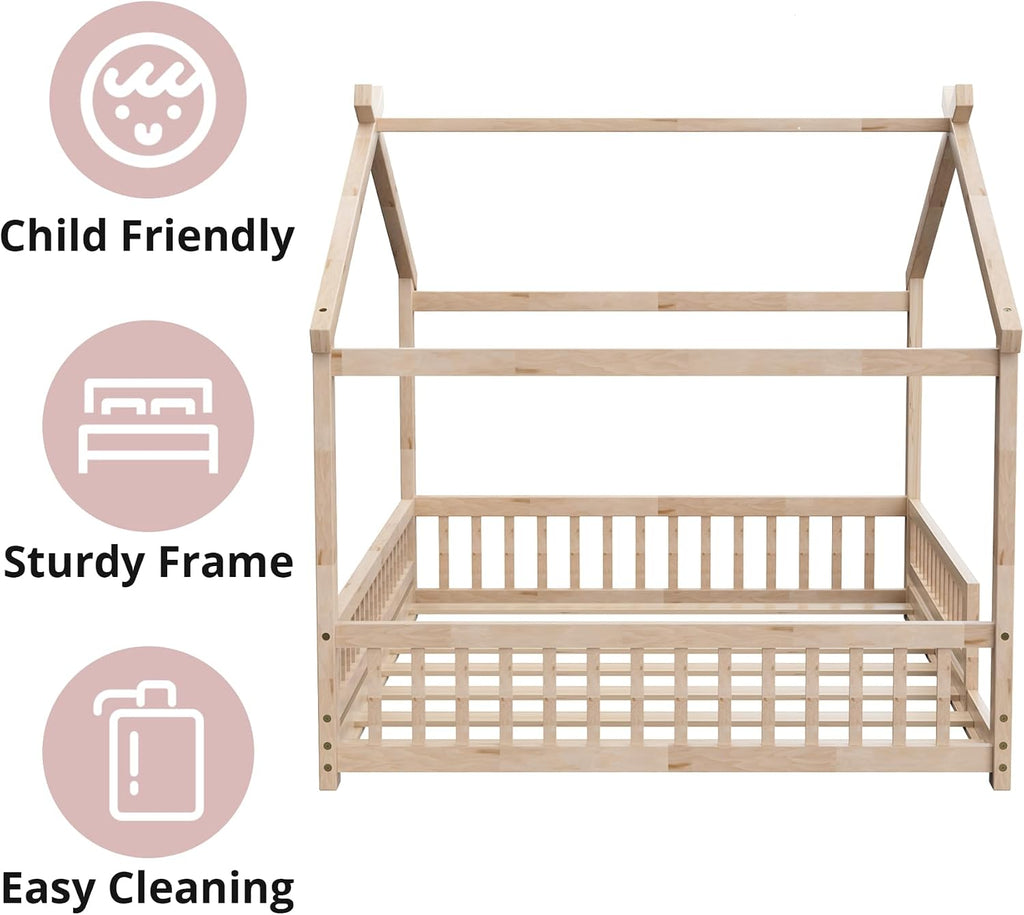 Natural Full Wooden Montessori Bed