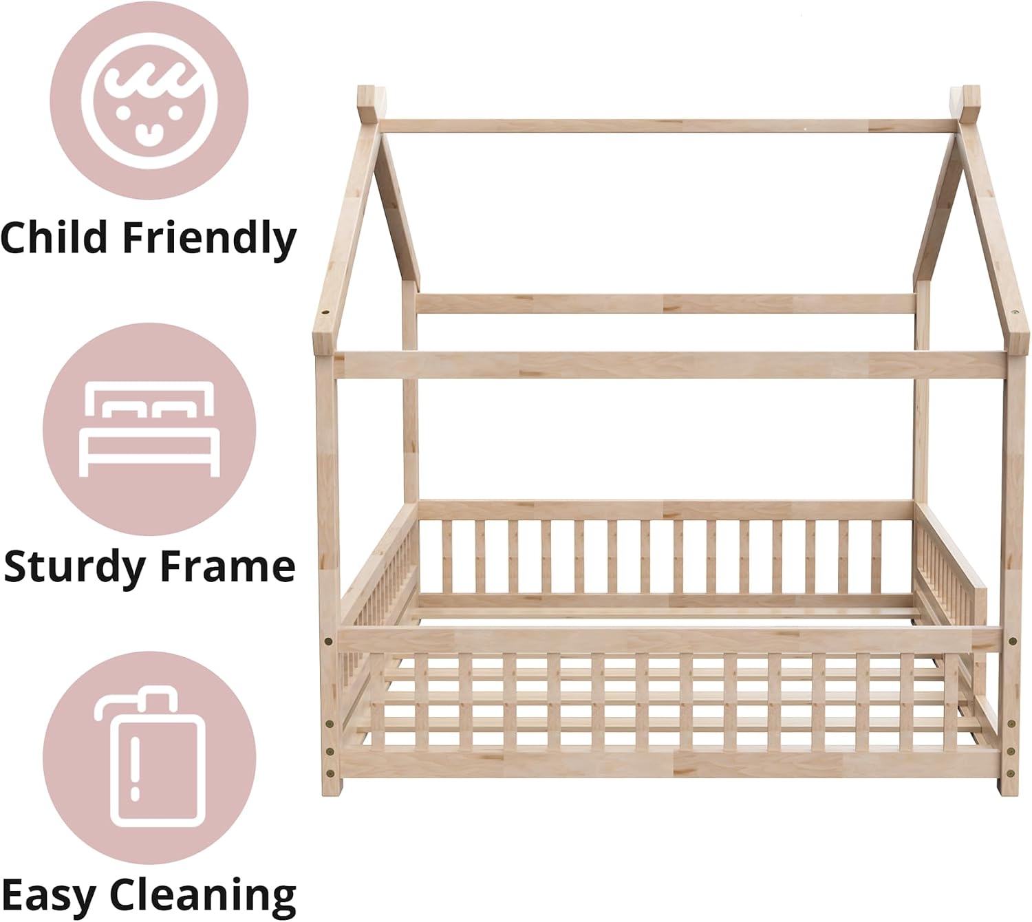 Natural Full Wooden Montessori Bed