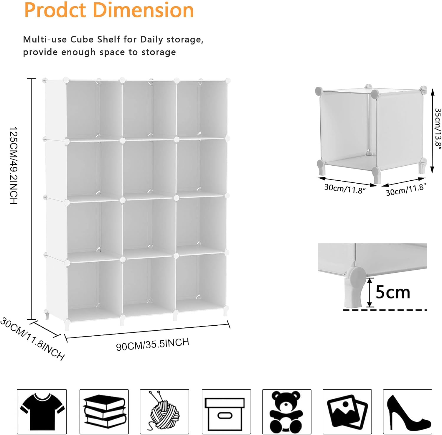White 12-Cube DIY Storage Organizer