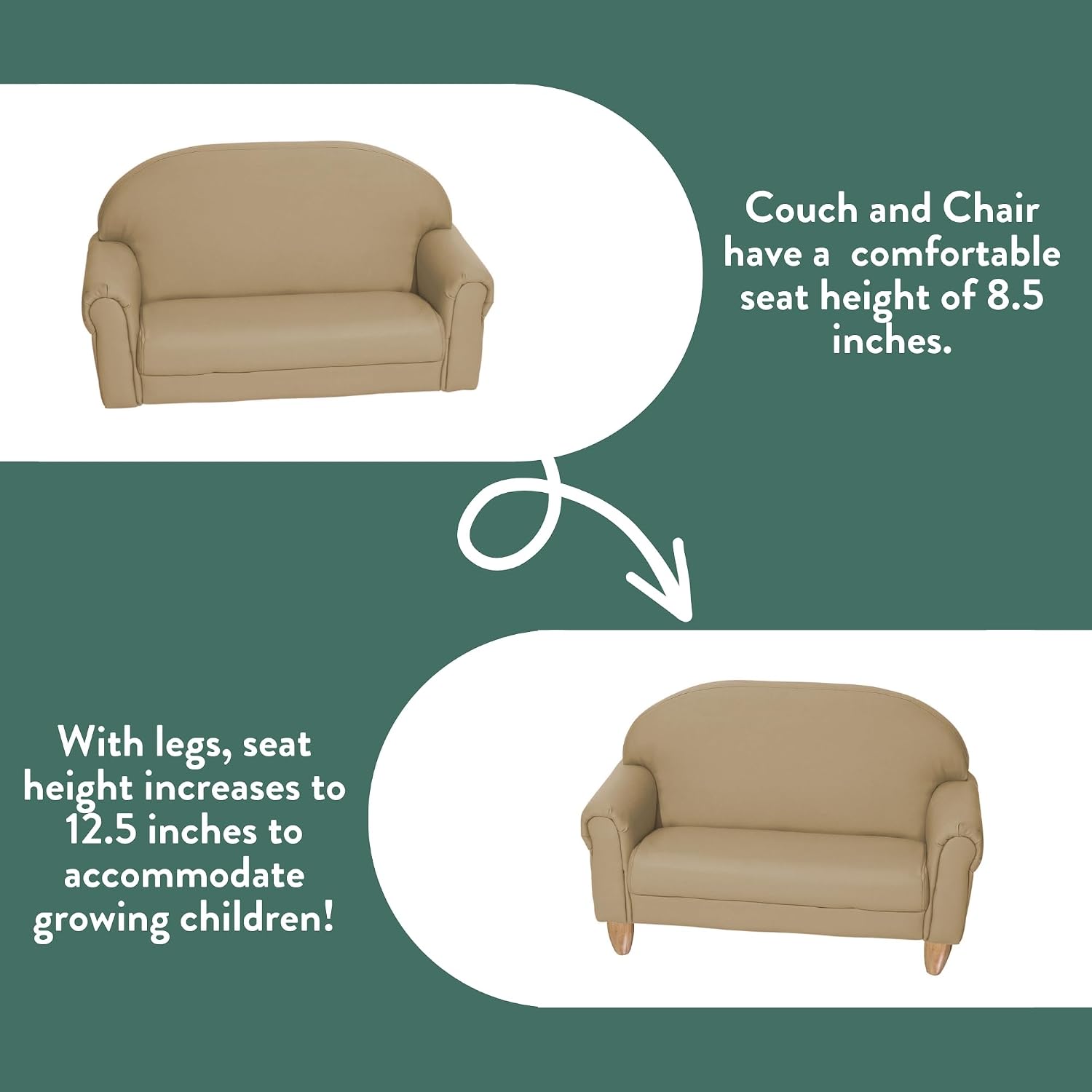 Buff Waterproof Adjustable Toddler Sofa