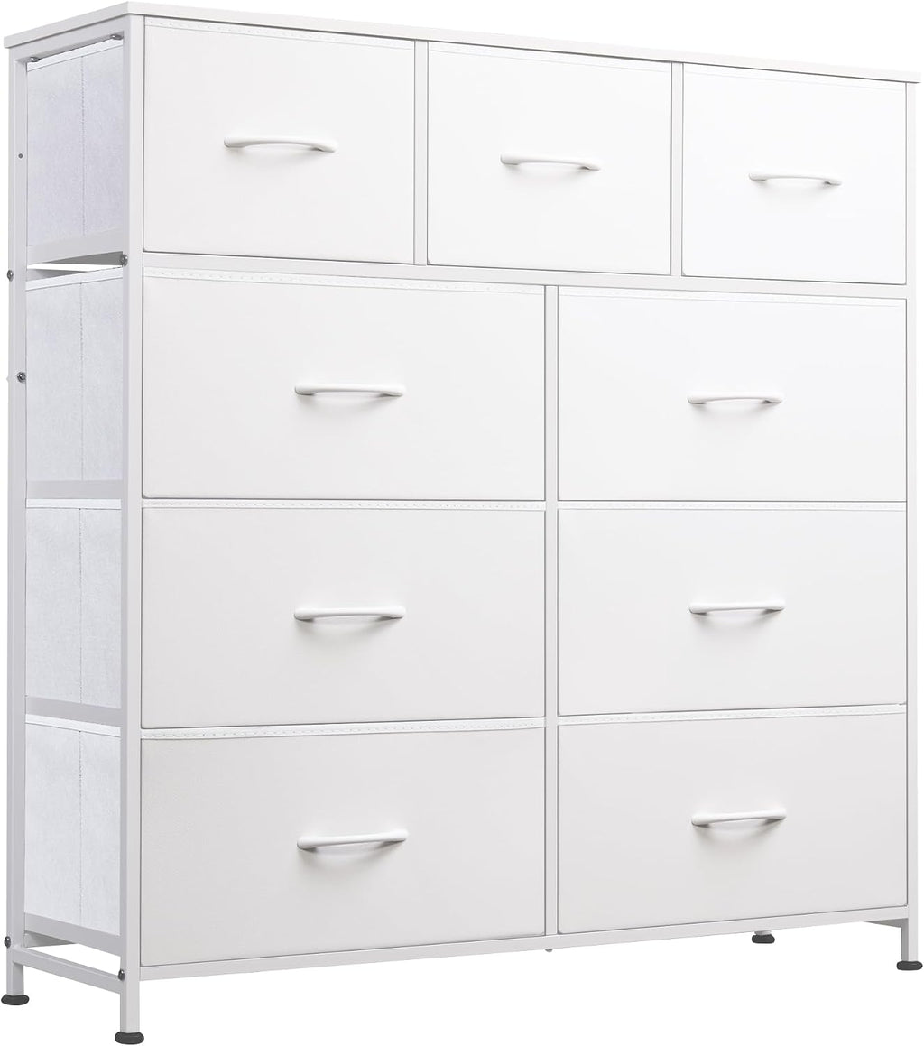 White 9-Drawer Tall Fabric Dresser