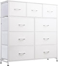 White 9-Drawer Tall Fabric Dresser