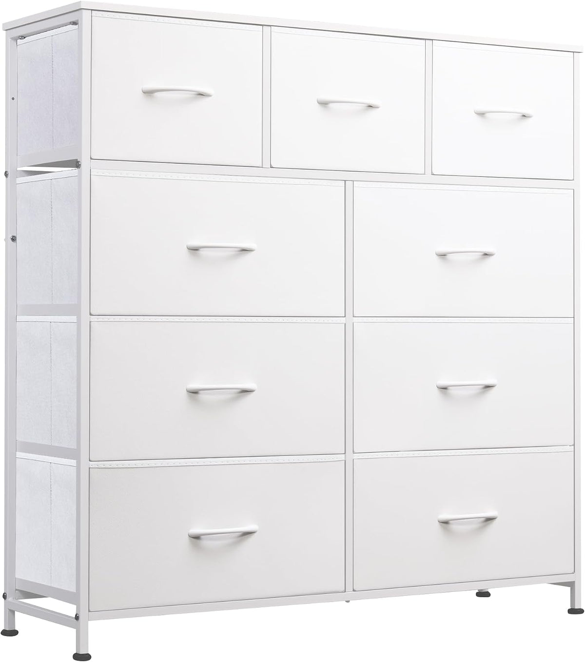 White 9-Drawer Tall Fabric Dresser