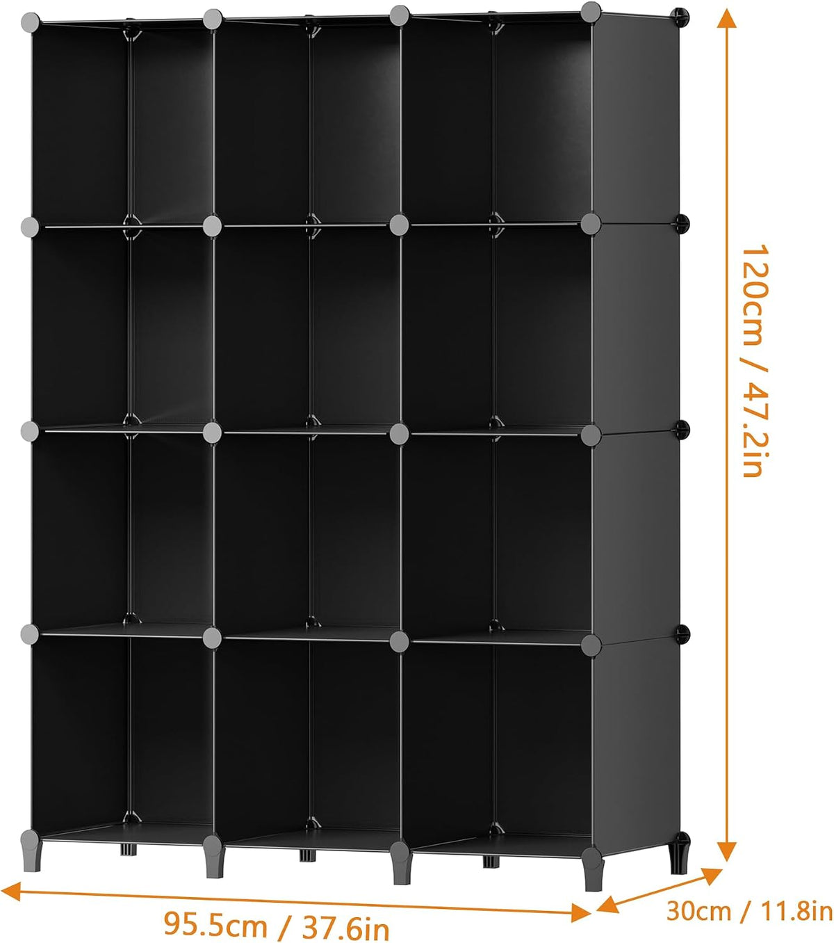 Black 12-Cube Portable Closet Storage