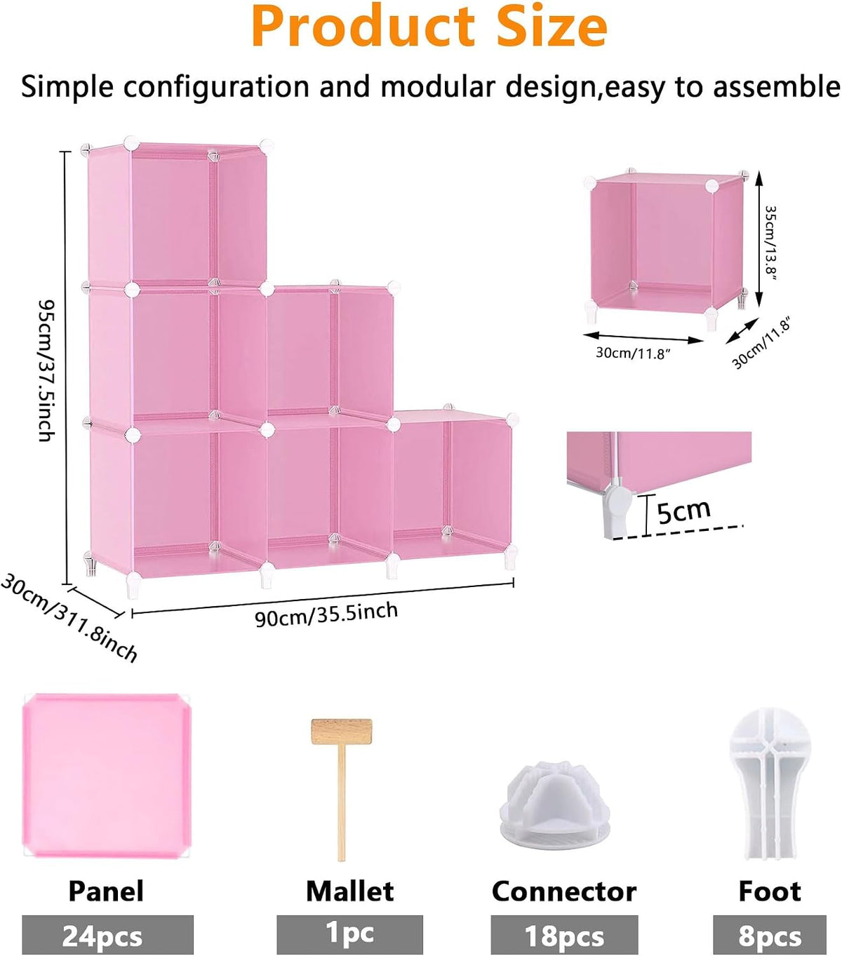 Pink 6-Cube DIY Storage Closet