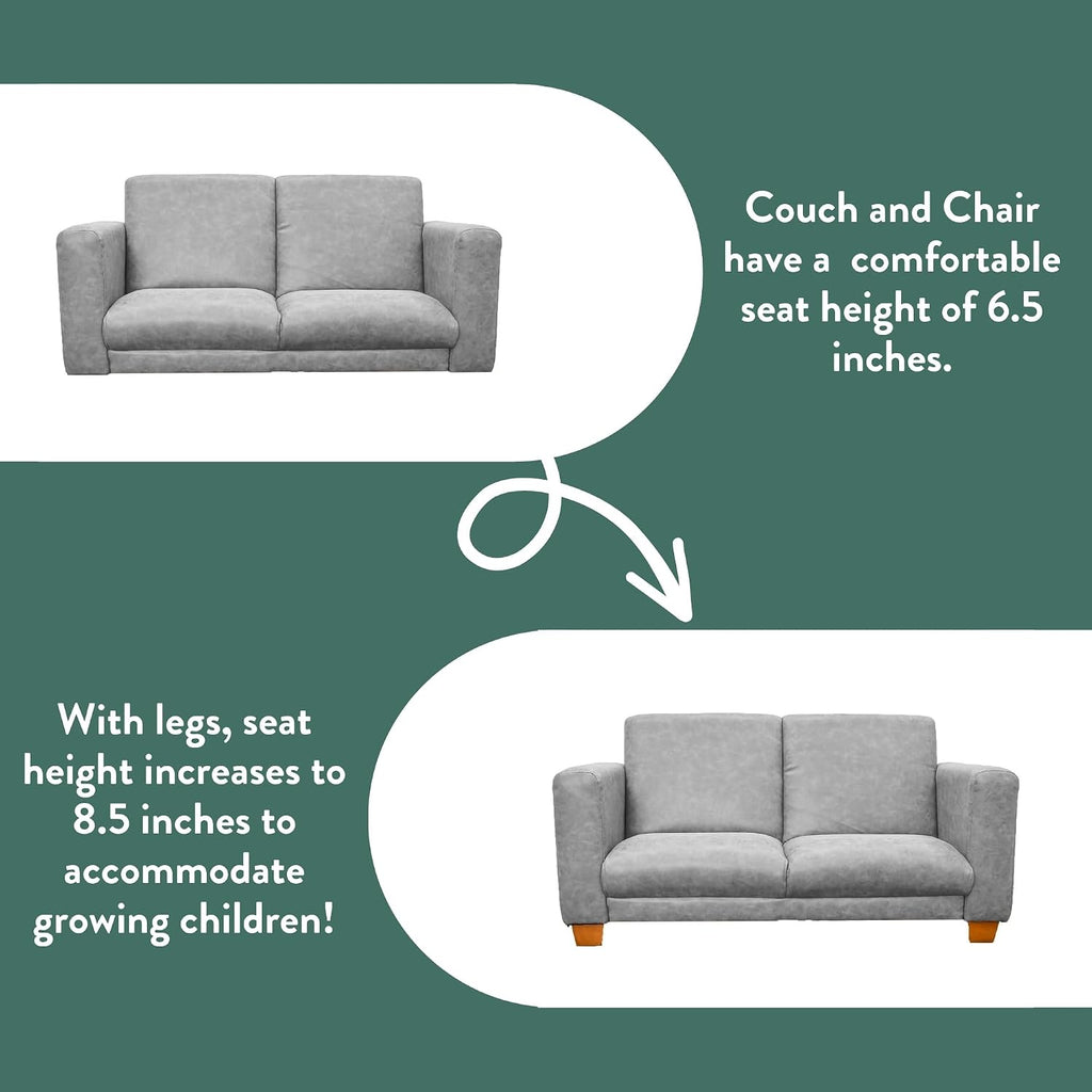 Grey Waterproof Adjustable Toddler Sofa