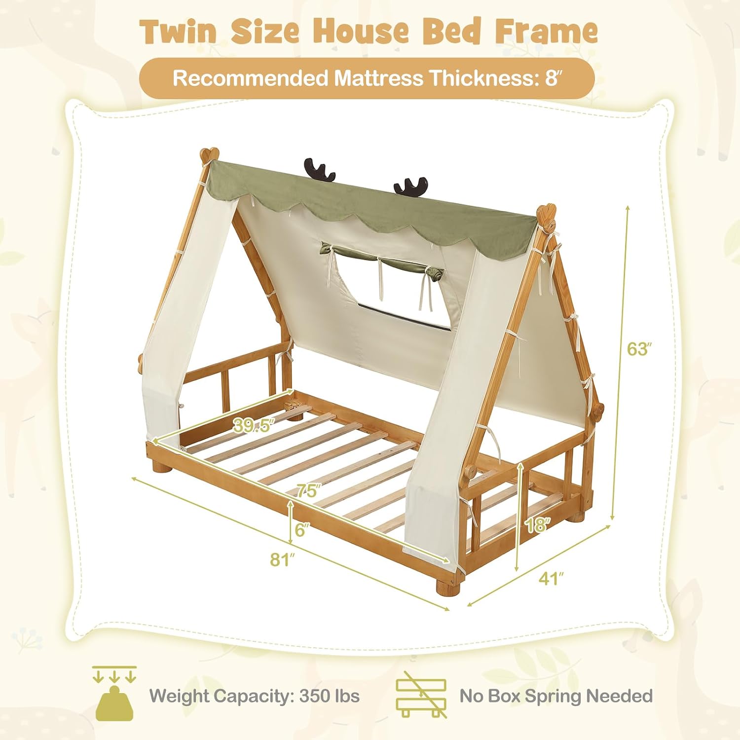 Natural Antler Twin Montessori Bed
