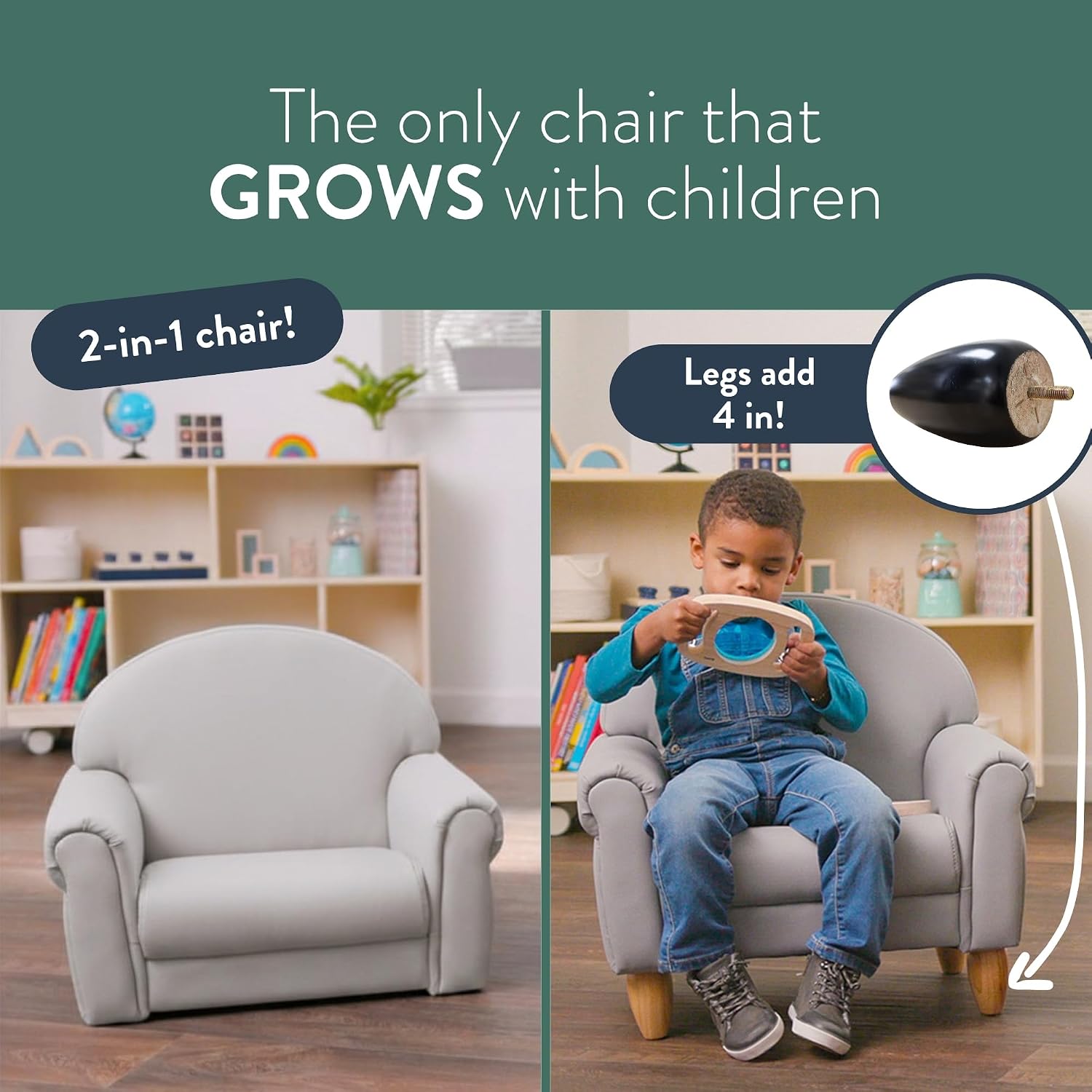 Gray Waterproof Adjustable Toddler Chair
