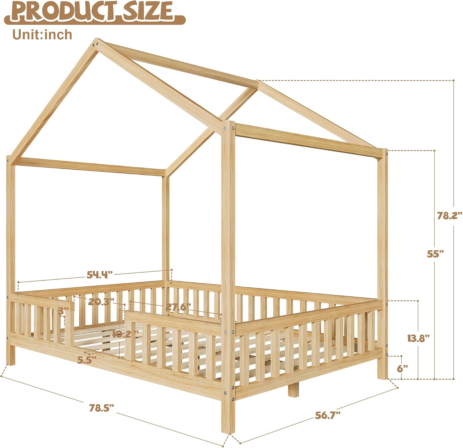 Natural Full Canopy Montessori House Bed