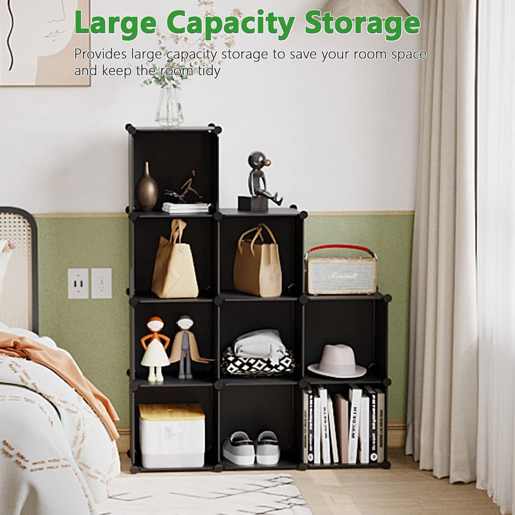 Black 9-Cube Modular Storage Shelf