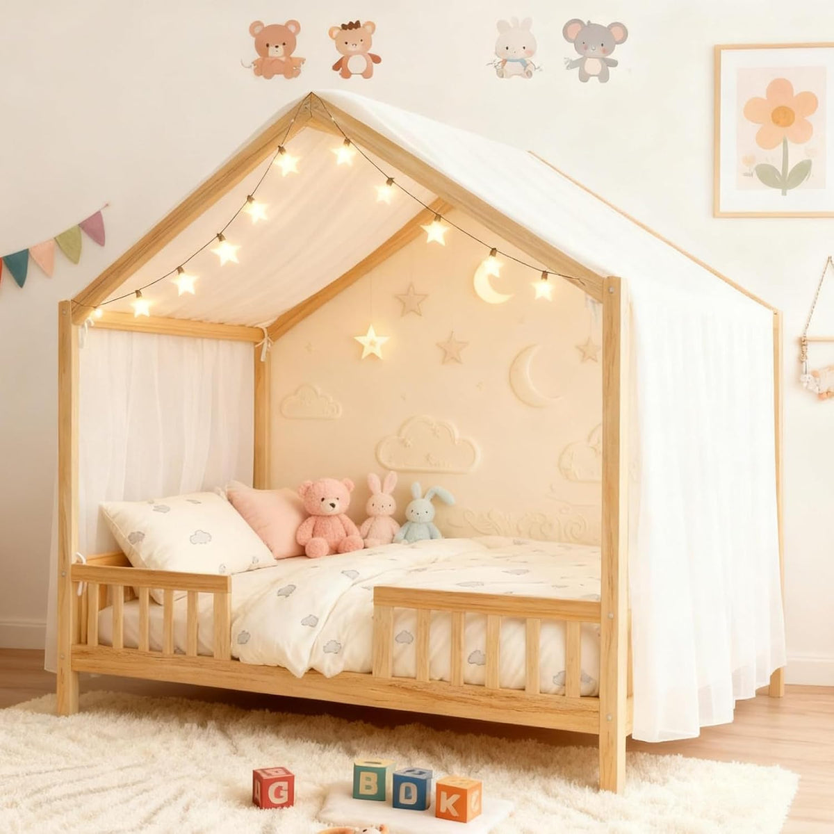 Natural Full Canopy Montessori House Bed
