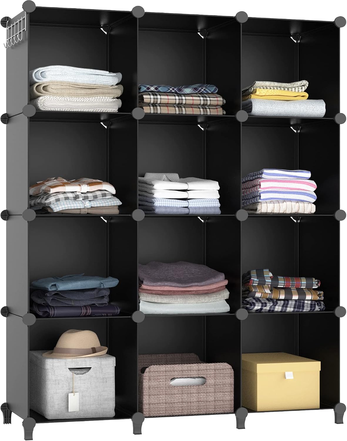 Black 12-Cube Portable Closet Storage