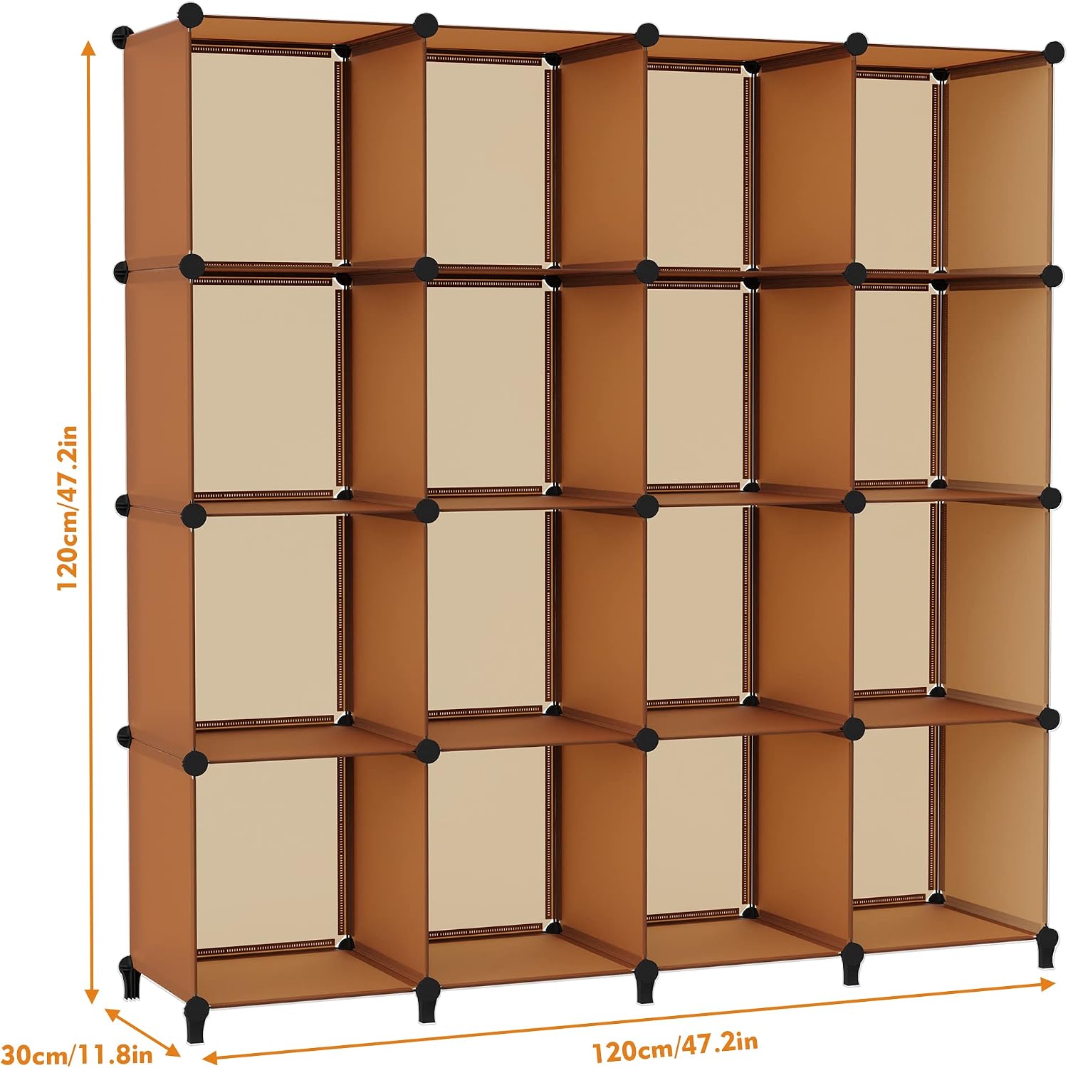 Brown 16-Cube Storage Closet Organizer