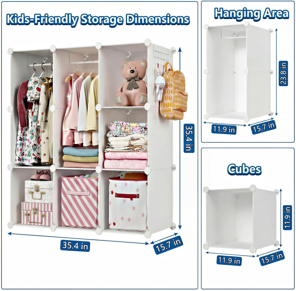 White Modular Kids Wardrobe Cube
