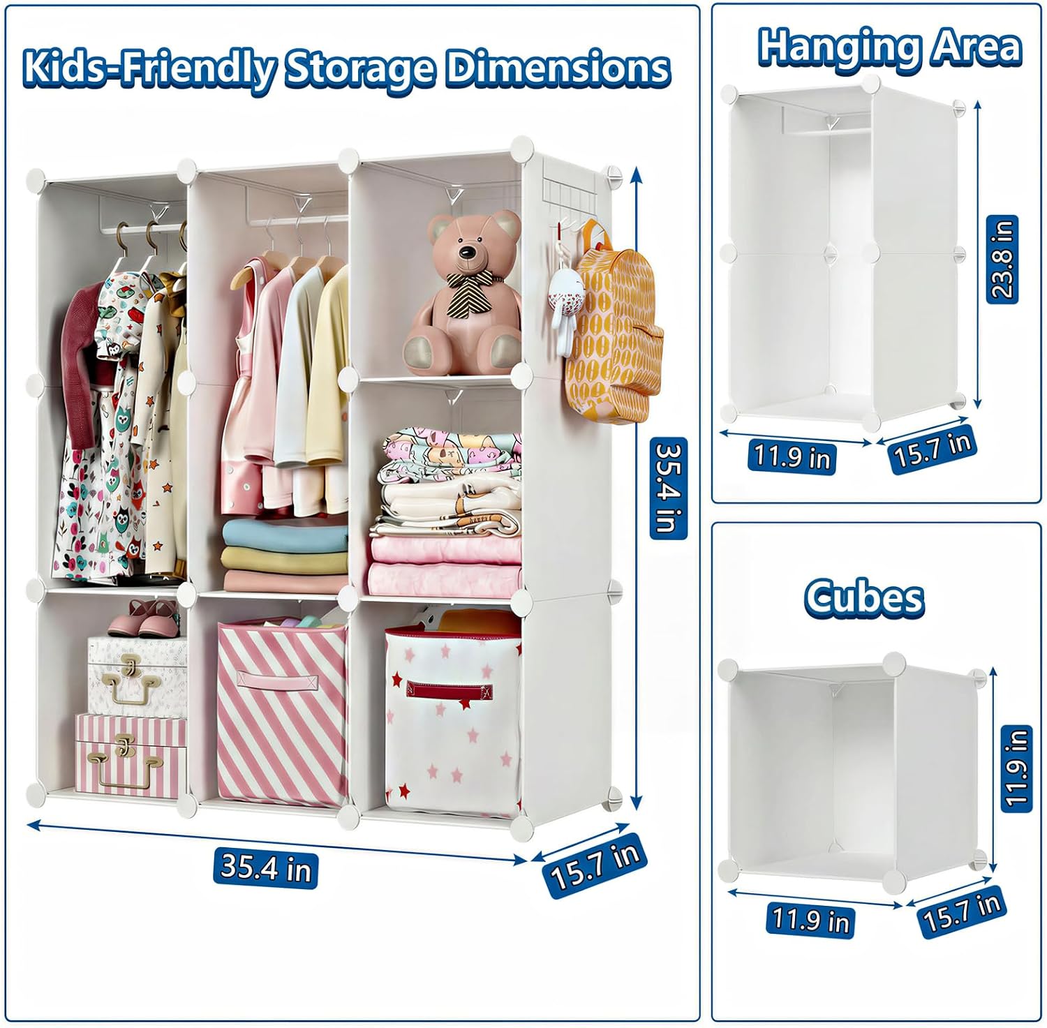 White Modular Kids Wardrobe Cube