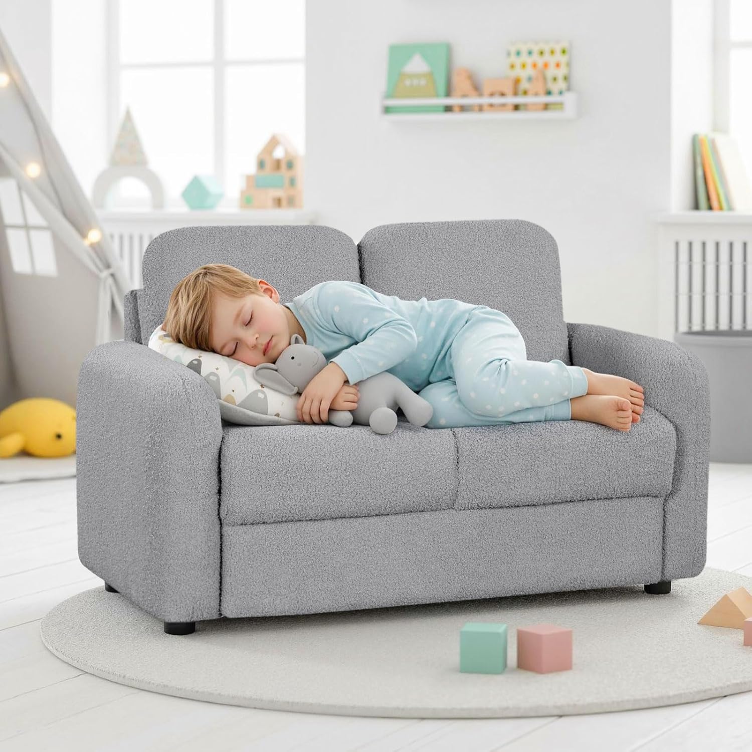 Teddy Fleece Two-Seat Kids Loveseat