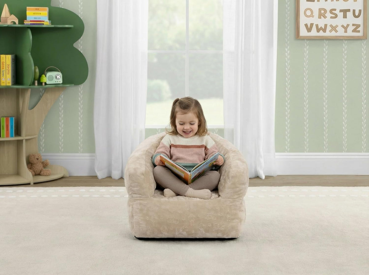 Cream Plush Toddler Barrel Foam Chair