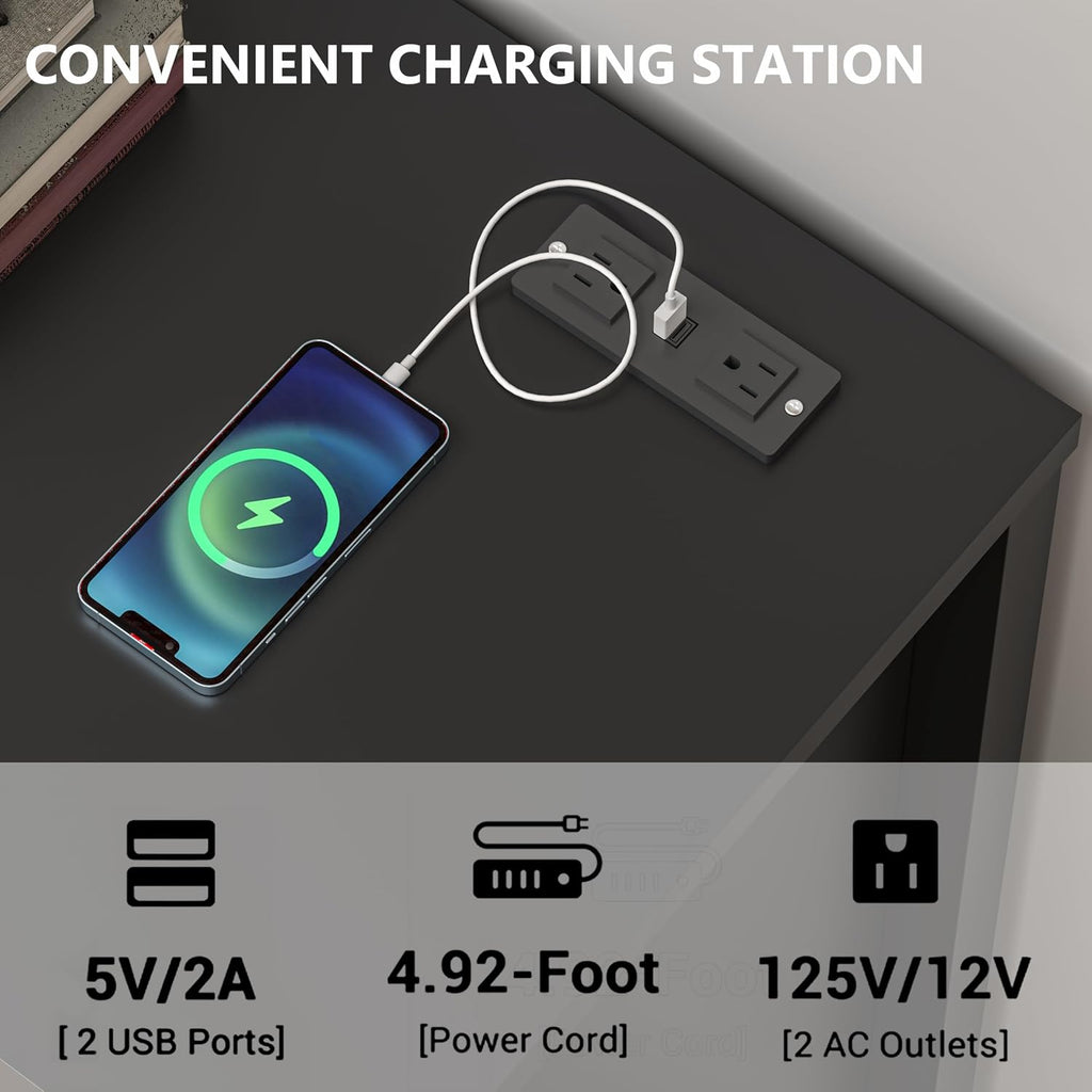 Black LED Charging 6-Drawer Dresser