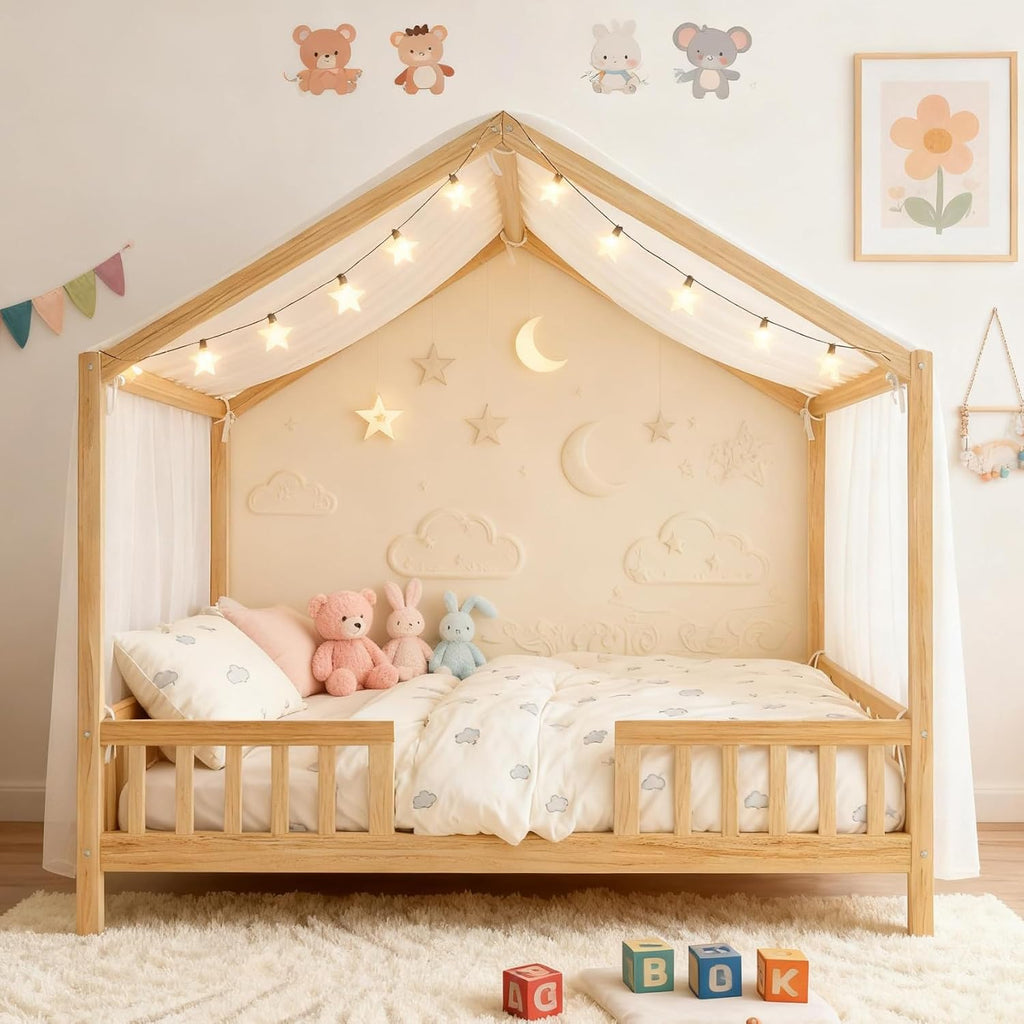 Natural Full Canopy Montessori House Bed