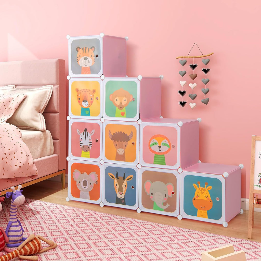 Pink 12-Cube Kids Wardrobe Organizer