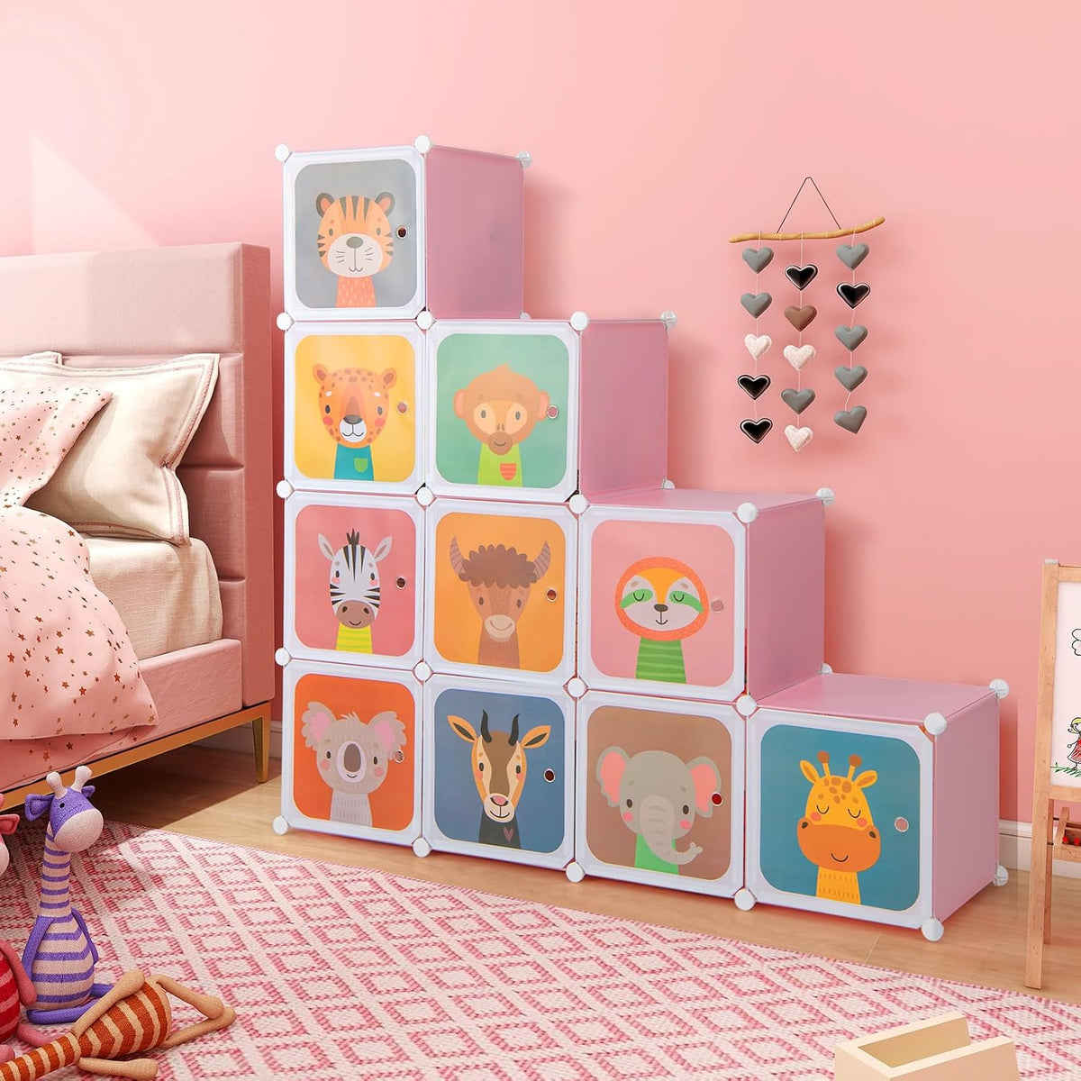 Pink 12-Cube Kids Wardrobe Organizer