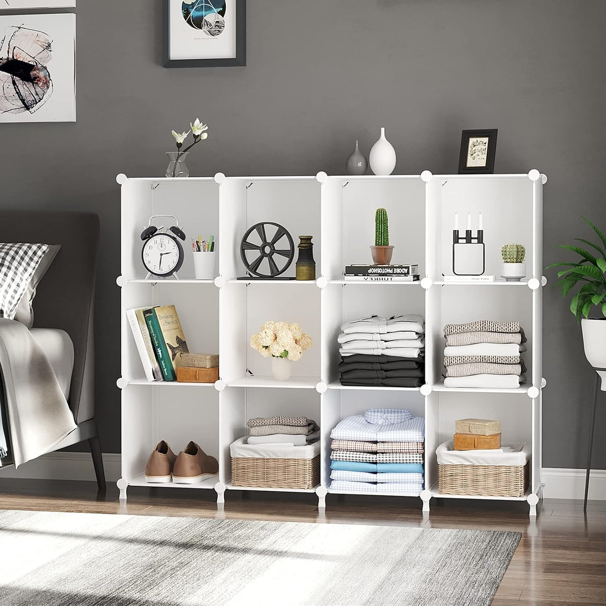 White 12-Cube DIY Storage Organizer