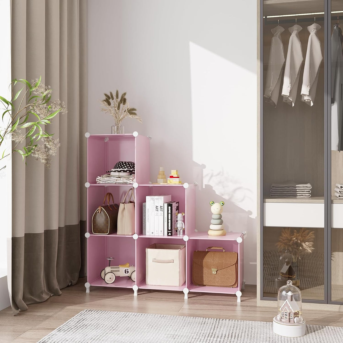 Pink 6-Cube DIY Storage Closet