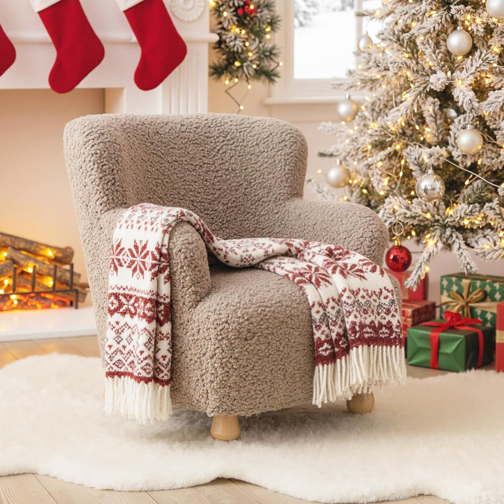 Coffee Wooden Leg Kids Recliner Chair