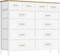White 12-Drawer Wide Fabric Dresser