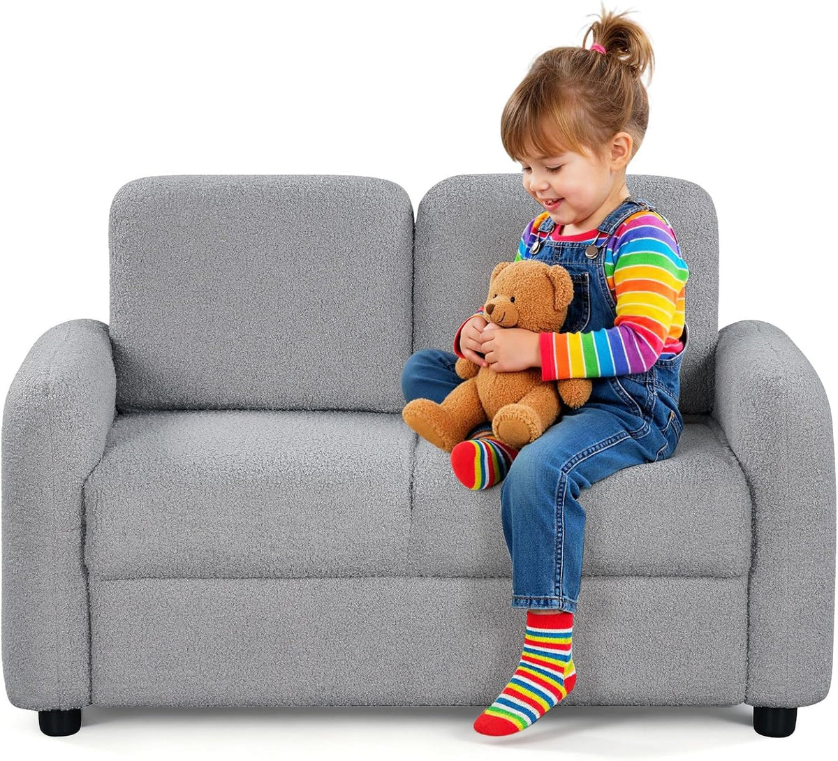 Teddy Fleece Two-Seat Kids Loveseat