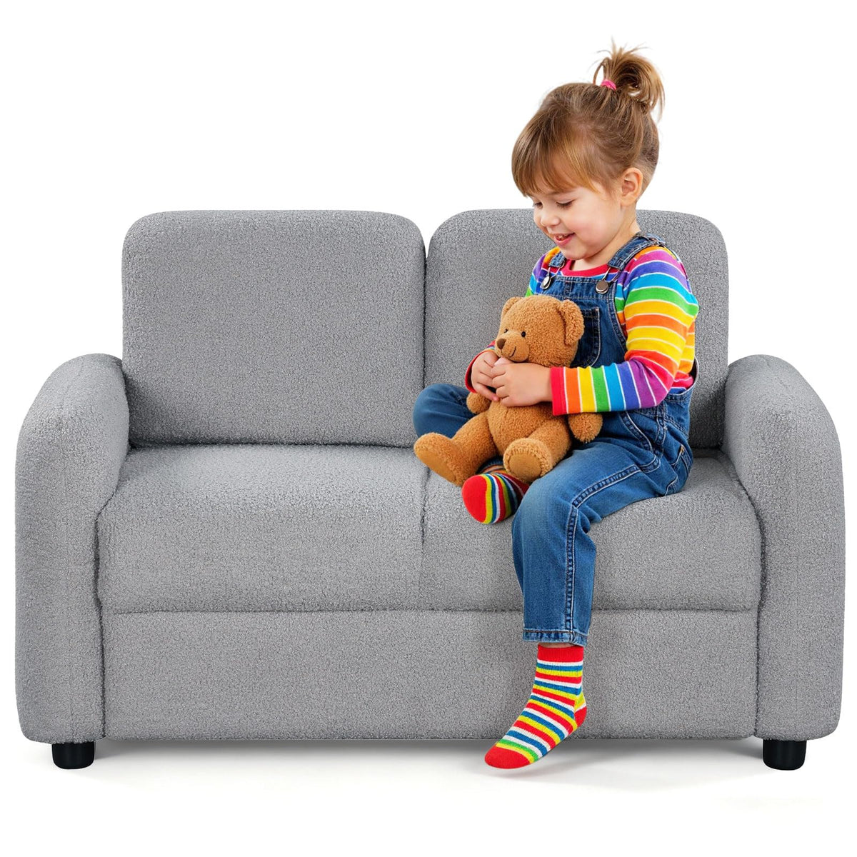 Teddy Fleece Two-Seat Kids Loveseat