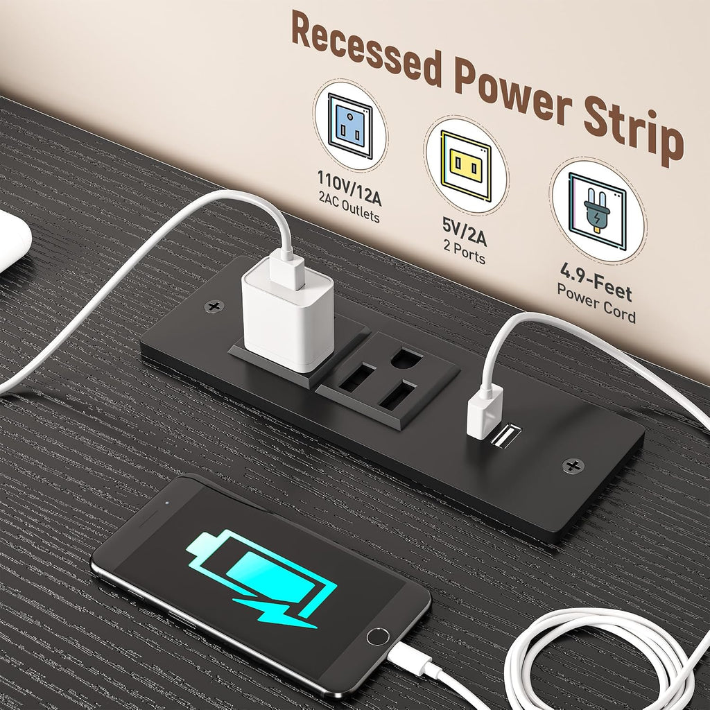 Black LED Charging 10-Drawer Dresser