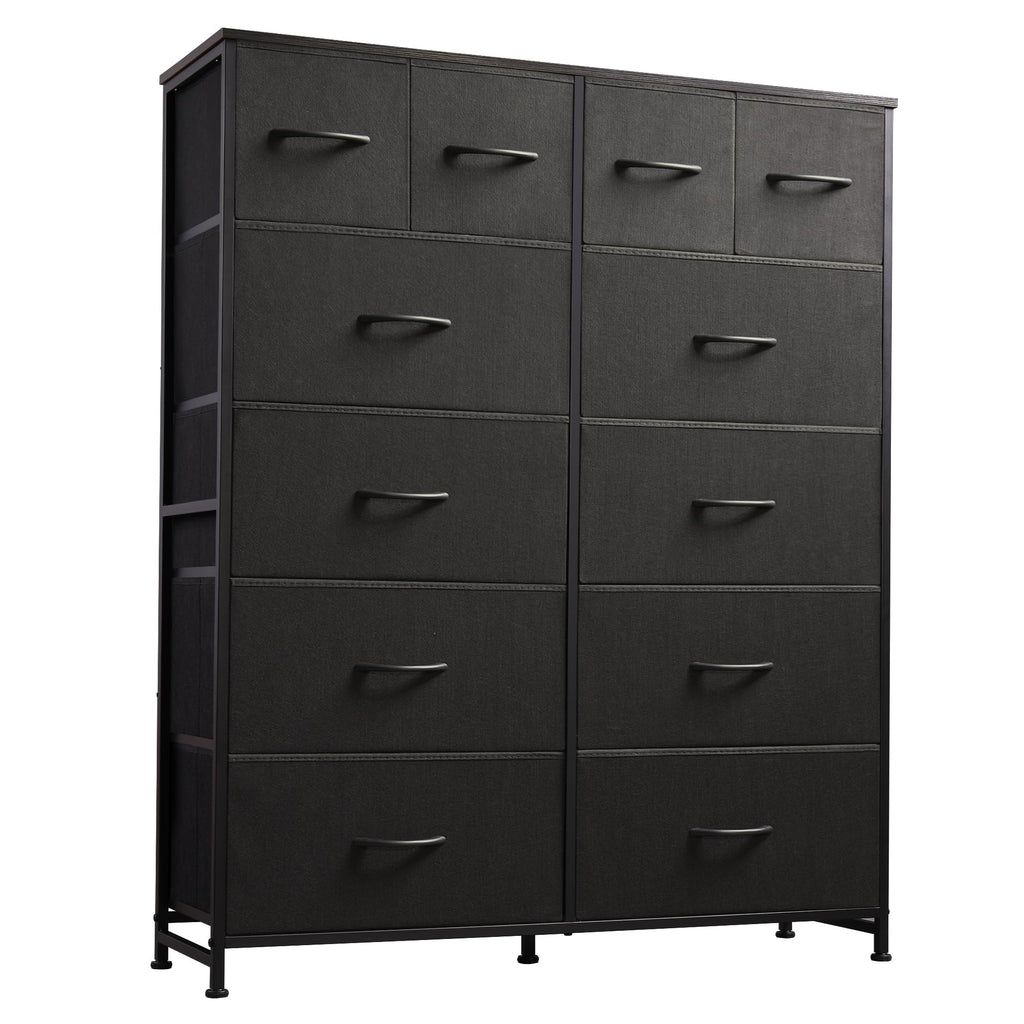 Black 12-Drawer Fabric Tall Dresser