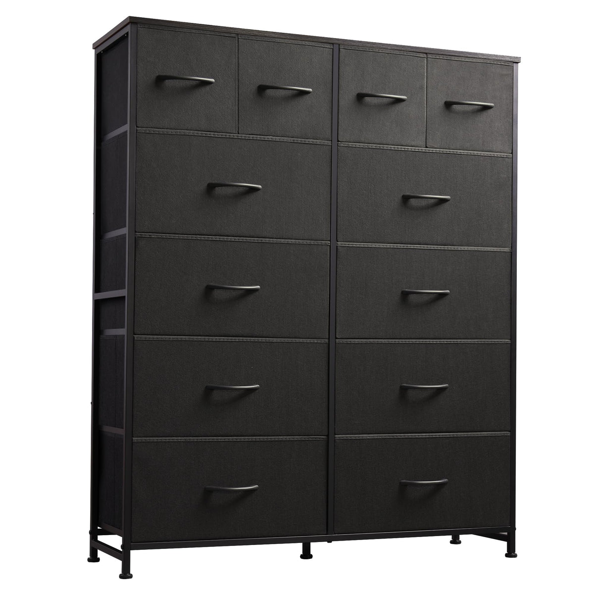 Black 12-Drawer Fabric Tall Dresser
