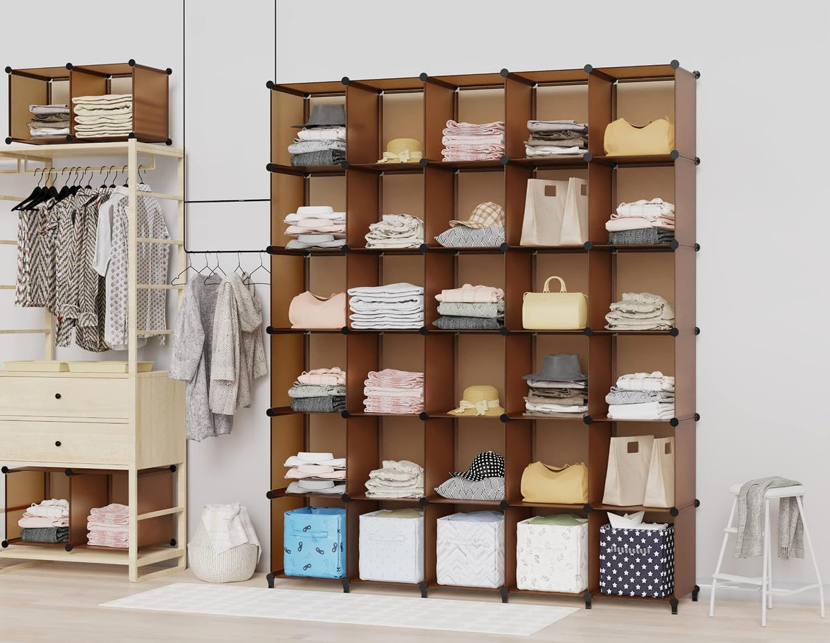 Brown 16-Cube Storage Closet Organizer