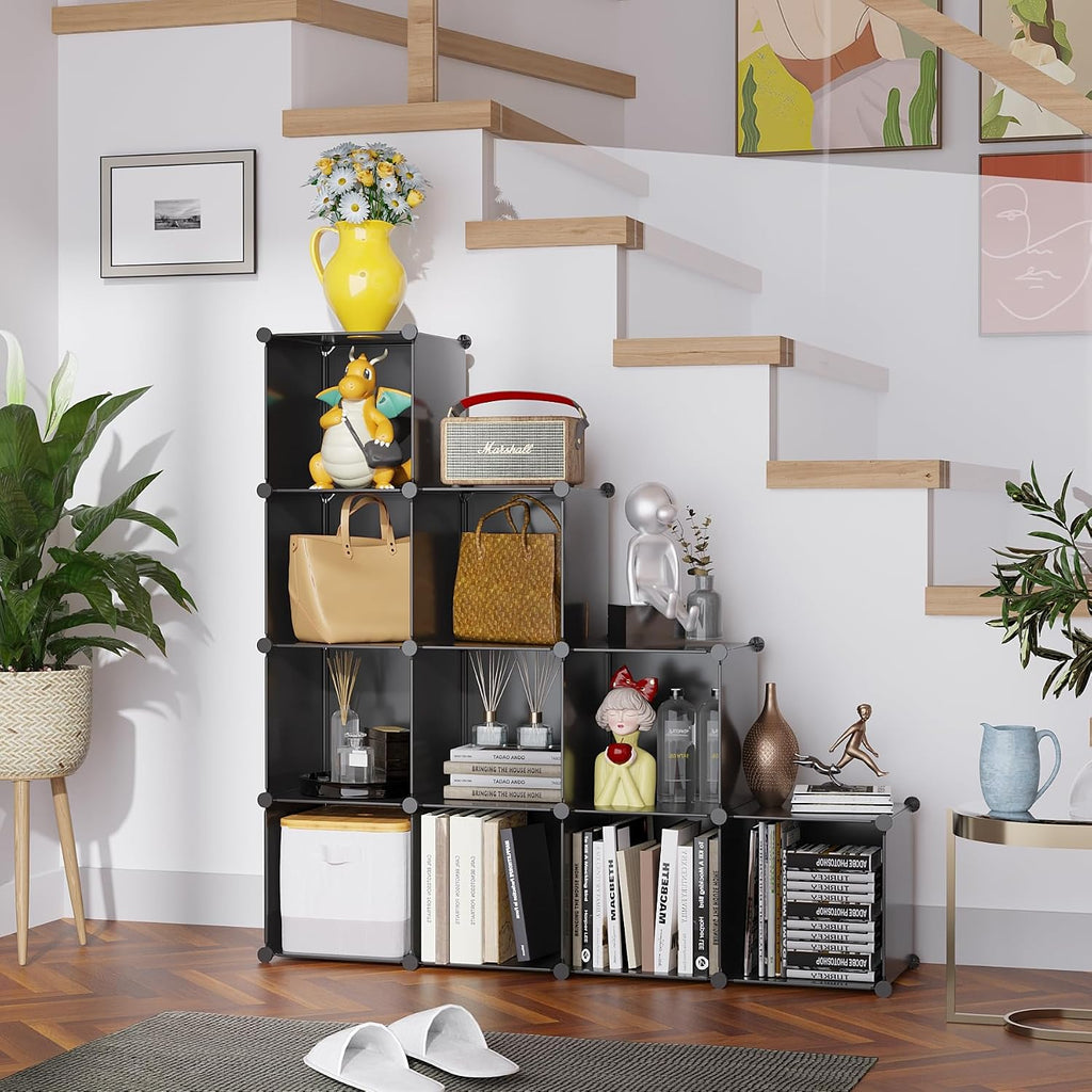 Black 9-Cube Modular Storage Shelf