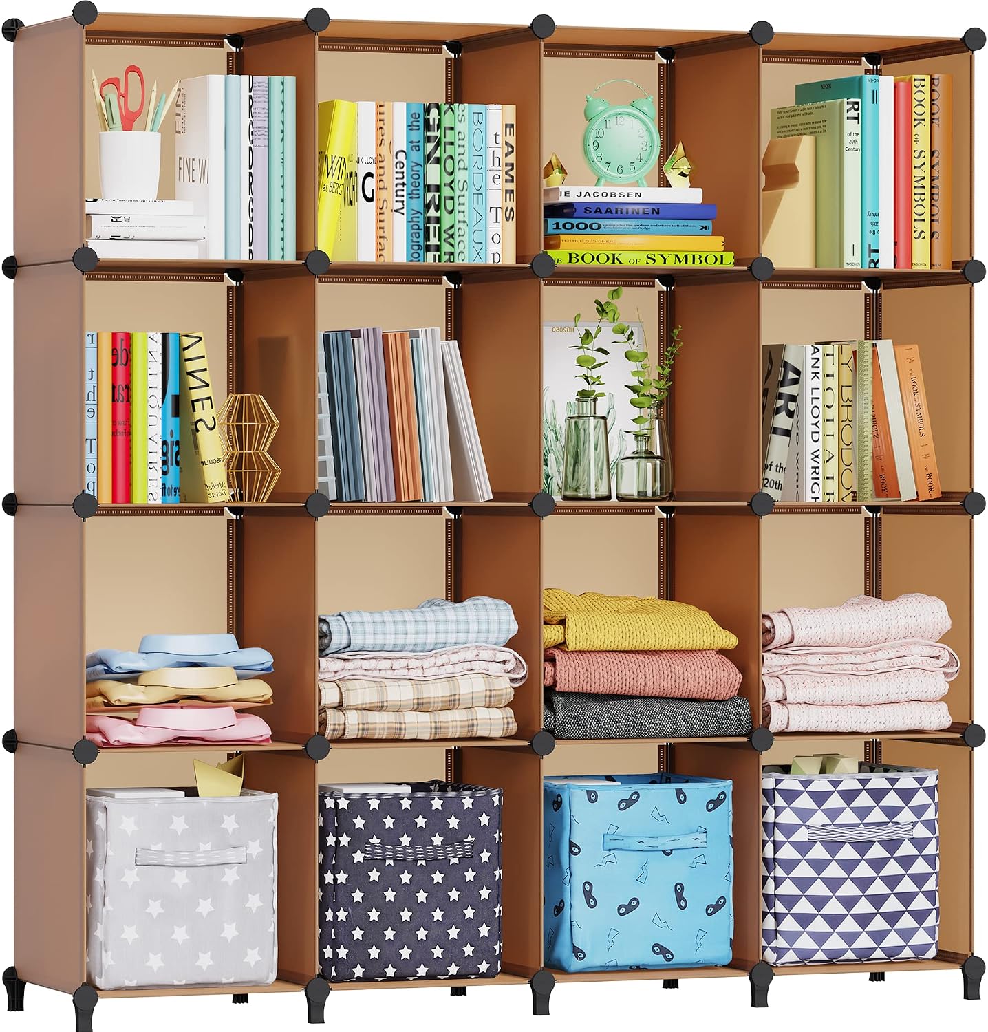 Brown 16-Cube Storage Closet Organizer