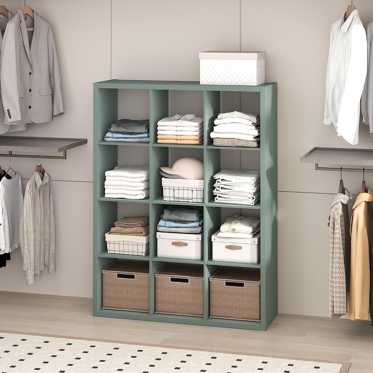 Green 12-Cube Open Storage Closet