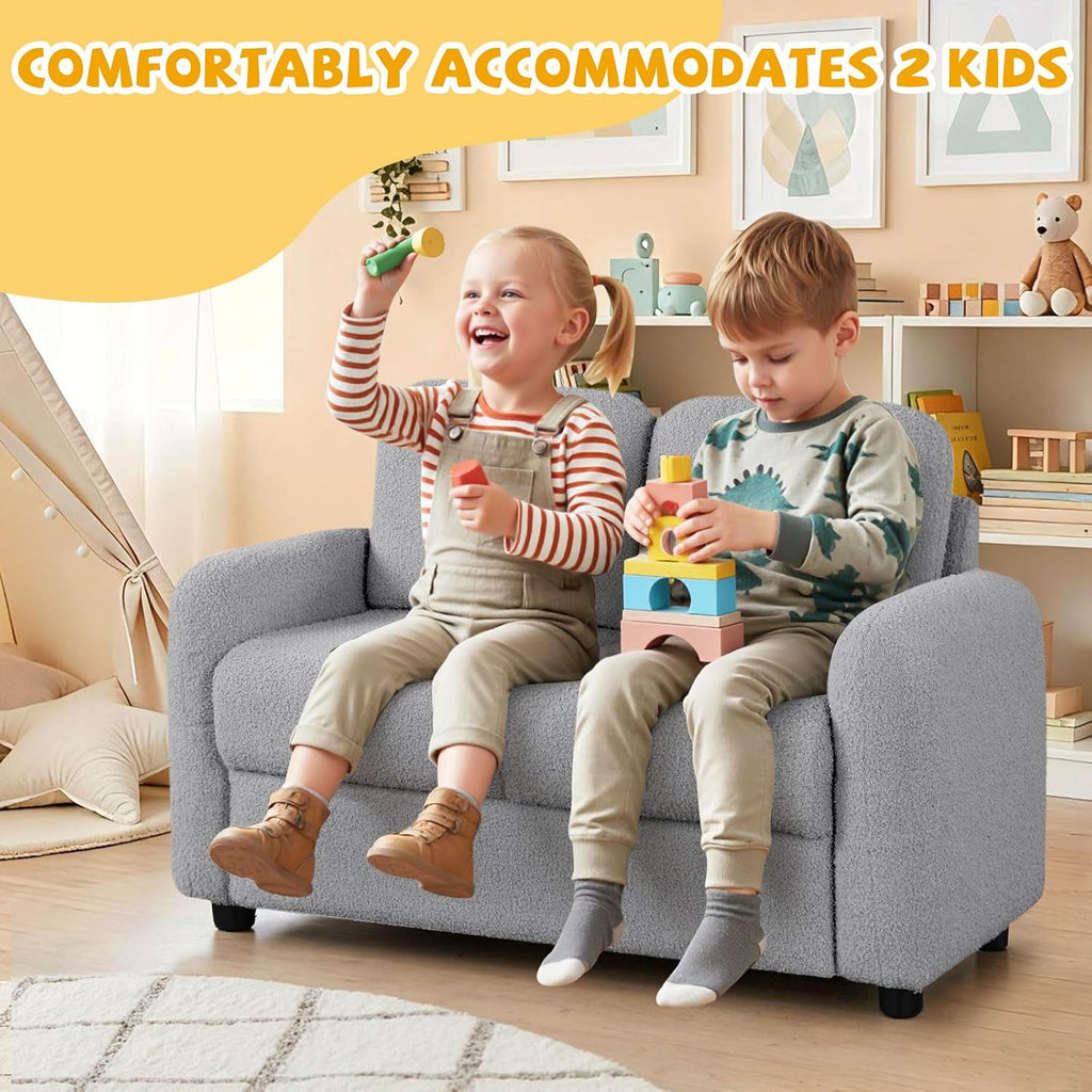 Teddy Fleece Two-Seat Kids Loveseat