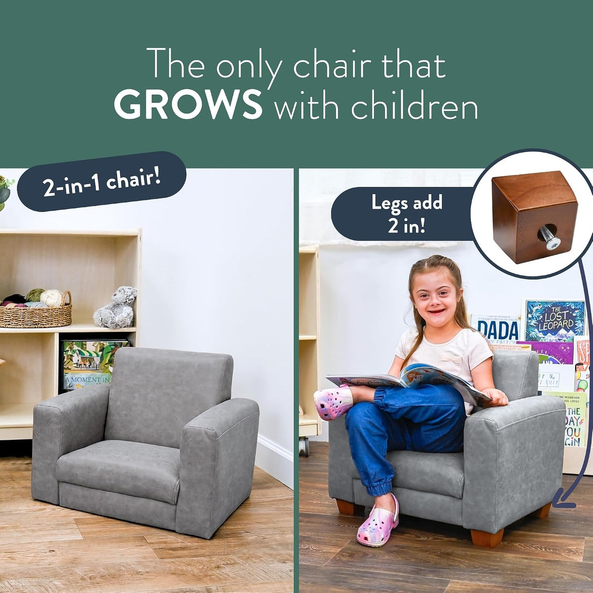 Grey Waterproof Adjustable Toddler Sofa