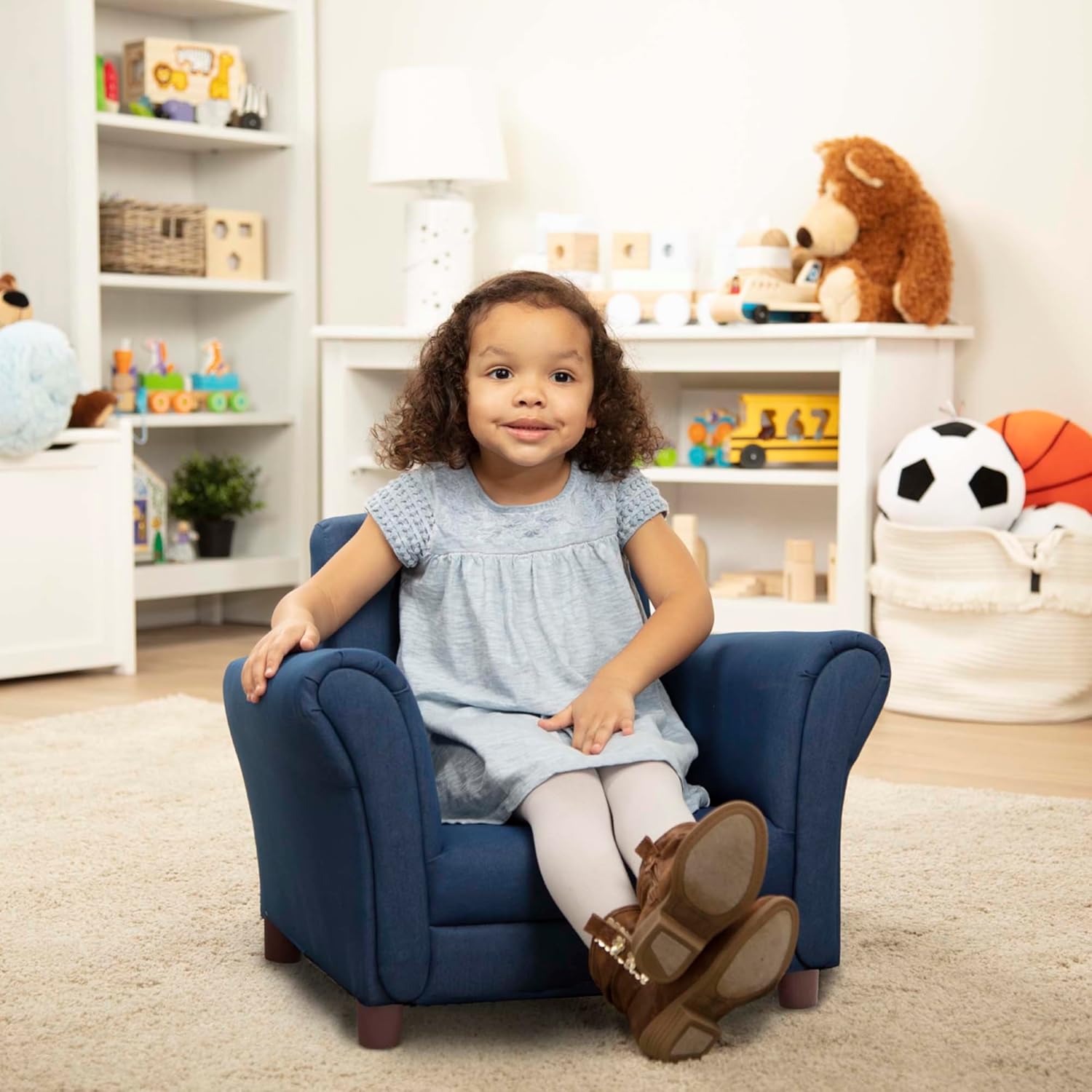 Denim Oversized Kids Reading Armchair