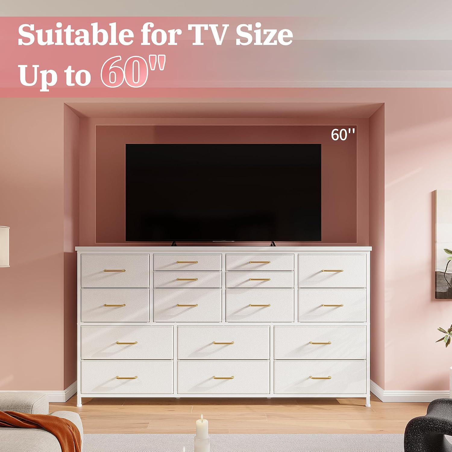 White 16-Drawer Charging Dresser