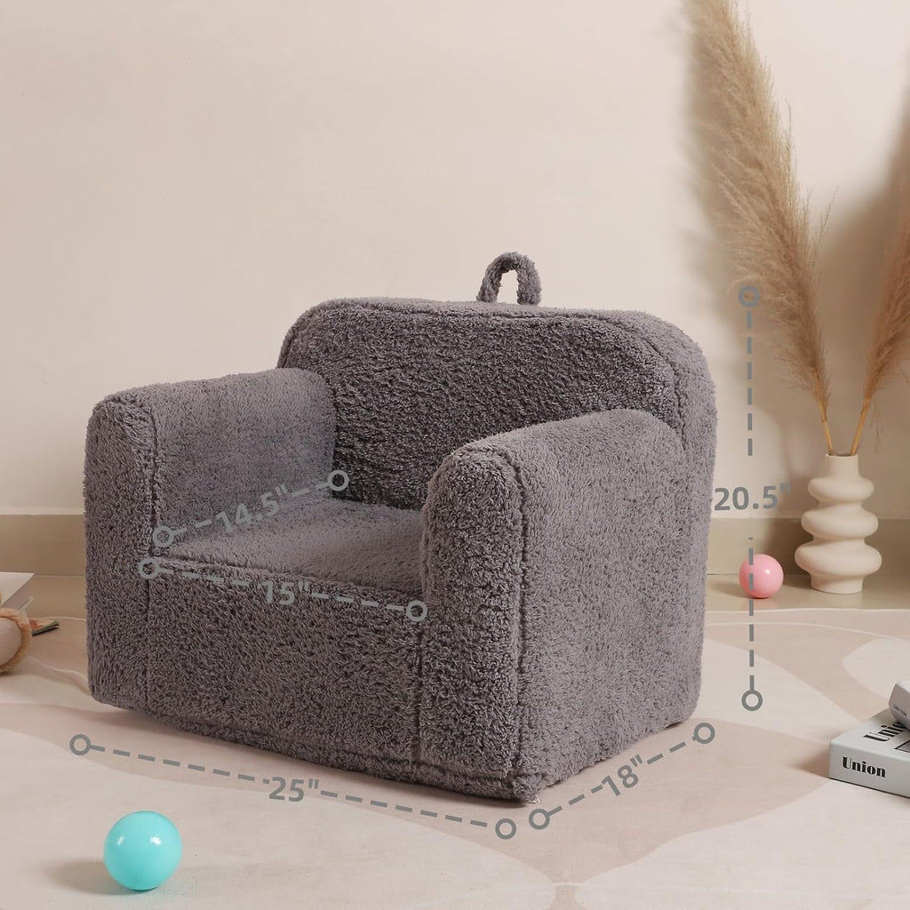 Grey Washable Sherpa Kids Armchair