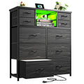 Black LED Charging 10-Drawer Dresser