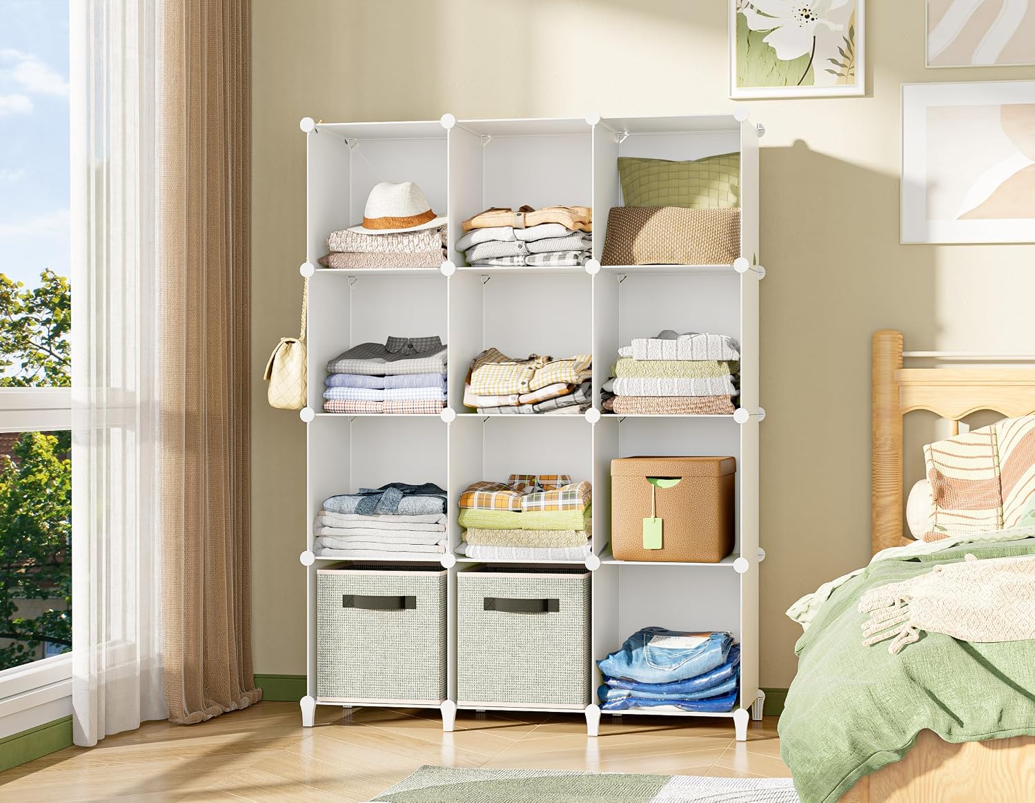 White 12-Cube Portable Closet Storage